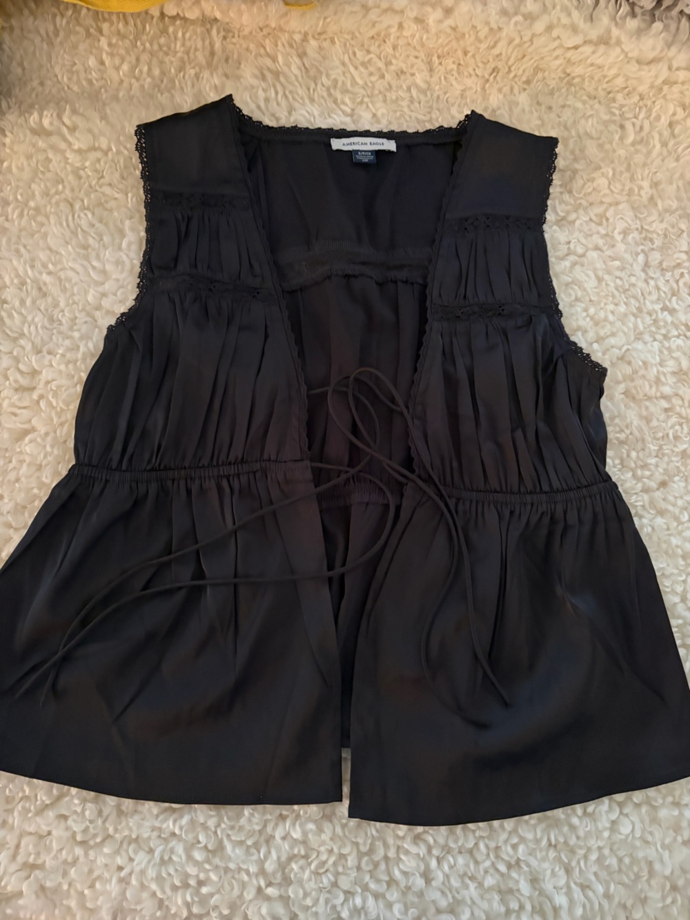Black Sleeveless Tie-Front Camisole